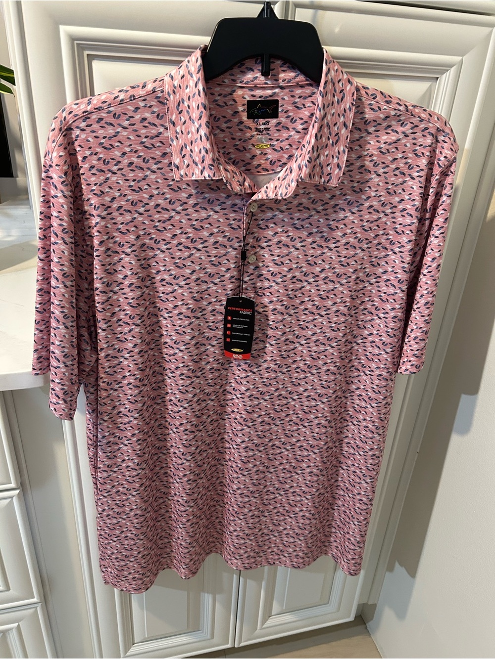Men's Pink Patterned Performance Polo